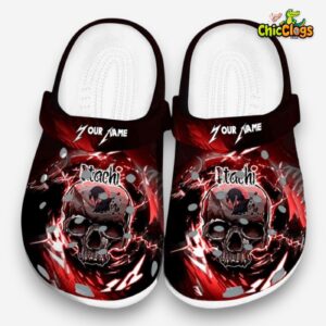 Custom Name Itachi Gothic Skull 3D Printed Classic Crocs Shoes - Image 3