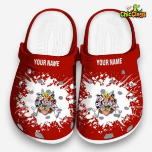 Custom Name Looney Tunes Splatter Background 3D Printed Classic Crocs Shoes - Image 3