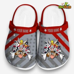 Custom Name Looney Tunes Star spangled Graphic 3D Printed Classic Crocs Shoes - Image 3