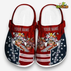 Custom Name Looney Tunes Star Spangled Side Pattern Classic Crocs - Image 3