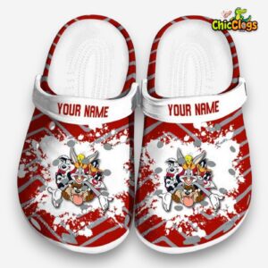 Custom Name Looney Tunes Zigzag Paint Burst Classic Crocs - Image 3