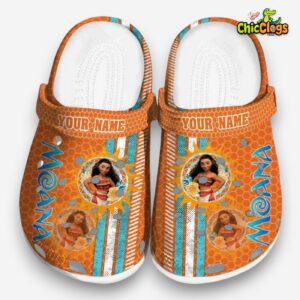Custom Name Moana Contrasting Stripes Unisex Crocs Clog Shoes - Image 3
