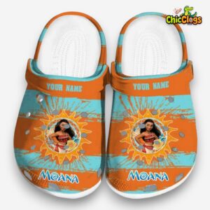 Custom Name Moana Paint Splatter Graphics Unisex Crocs Clog Shoes - Image 3