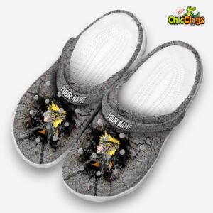 Custom Name Naruto Cracked Ground Texture Classic Crocs - Image 1