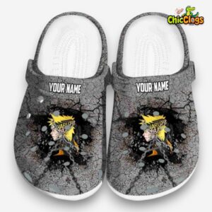 Custom Name Naruto Cracked Ground Texture Classic Crocs - Image 3