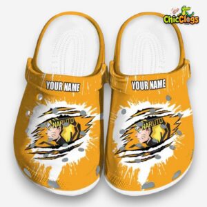 Custom Name Naruto Splash Motif Background 3D Printed Classic Crocs Shoes - Image 3