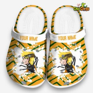 Custom Name Naruto Zigzag Paint Burst Classic Crocs - Image 3