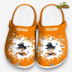 Custom Name Personalized Son Goku Dragon Ball Splatter Background Classic Crocs - Image 3
