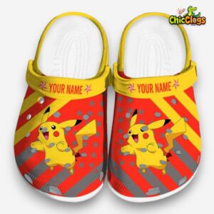Custom Name Pikachu Pokemon Star Spangled Graphic Classic Crocs - Image 3