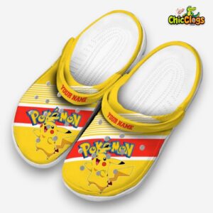 Custom Name Pikachu Pokemon Vibrant Dual Tone 3D Printed Classic Crocs Shoes - Image 1