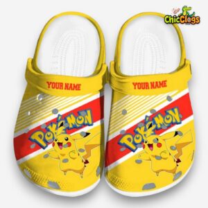 Custom Name Pikachu Pokemon Vibrant Dual Tone 3D Printed Classic Crocs Shoes - Image 3