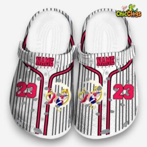 Custom Name Sailor Moon Pinstripe Pattern 3D Printed Classic Crocs Shoes - Image 3