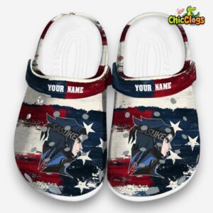 Custom Name Sasuke Patriotic Stripes 3D Printed Classic Crocs Shoes - Image 3