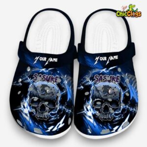 Custom Name Sasuke Rays Gothic Skull 3D Printed Classic Crocs Shoes - Image 3