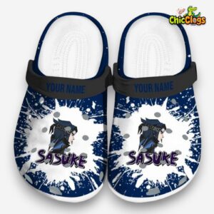 Custom Name Sasuke Splash Art 3D Printed Classic Crocs Shoes - Image 3