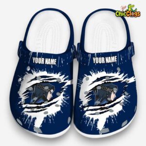 Custom Name Sasuke Splash Motif Background Classic Crocs - Image 3