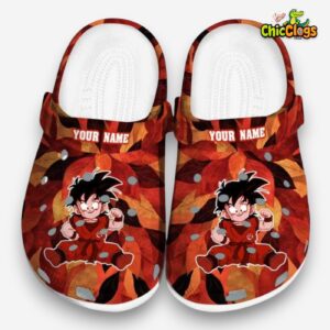 Custom Name Son Gohan Dragon Ball Autumn Leaves Classic Crocs - Image 3