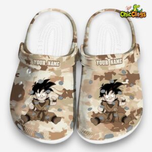 Custom Name Son Gohan Dragon Ball Desert Camo Classic Crocs - Image 3