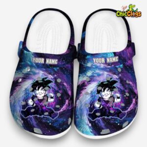 Custom Name Son Gohan Dragon Ball Galaxy Swirl 3D Printed Classic Crocs Shoes - Image 3