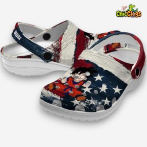 Custom Name Son Gohan Dragon Ball Patriotic Stripes 3D Printed Classic Crocs Shoes - Image 1