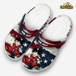 Custom Name Son Gohan Dragon Ball Patriotic Stripes 3D Printed Classic Crocs Shoes - Image 2