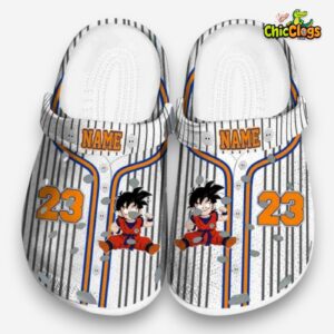 Custom Name Son Gohan Dragon Ball Pinstripe Pattern Unisex Crocs - Image 3