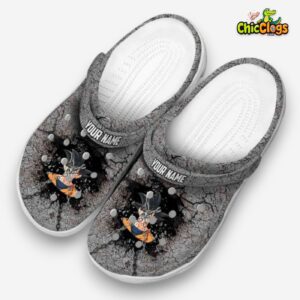 Custom Name Son Goku Dragon Ball Cracked Ground Texture 3D Printed Classic Crocs Shoes - Image 2