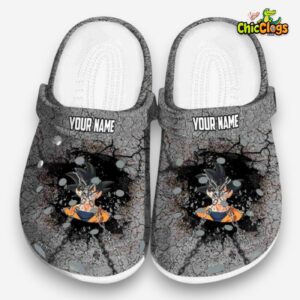 Custom Name Son Goku Dragon Ball Cracked Ground Texture 3D Printed Classic Crocs Shoes - Image 3