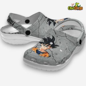 Custom Name Son Goku Dragon Ball Cracked Texture 3D Printed Classic Crocs Shoes - Image 2