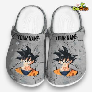 Custom Name Son Goku Dragon Ball Cracked Texture 3D Printed Classic Crocs Shoes - Image 3