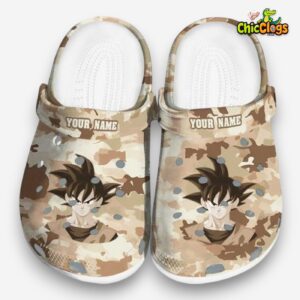 Custom Name Son Goku Dragon Ball Desert Camo 3D Printed Classic Crocs Shoes - Image 3