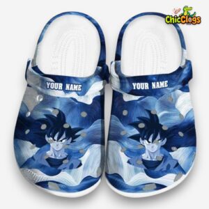 Custom Name Son Goku Dragon Ball Ocean Waves Classic Crocs - Image 3