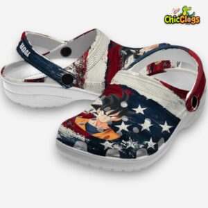 Custom Name Son Goku Dragon Ball Patriotic Stripes 3D Printed Classic Crocs Shoes - Image 2