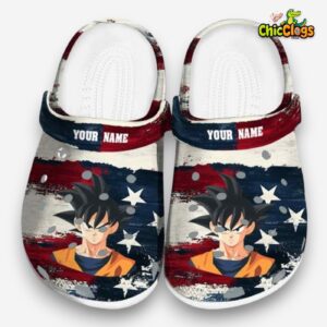 Custom Name Son Goku Dragon Ball Patriotic Stripes 3D Printed Classic Crocs Shoes - Image 3