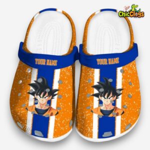 Custom Name Son Goku Dragon Ball Plaid Fusion Unisex Crocs Classic Crocs - Image 3