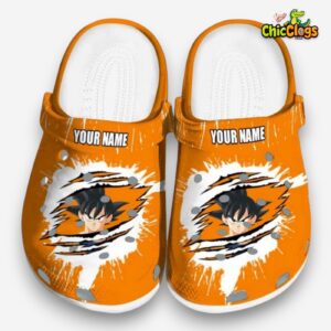Custom Name Son Goku Dragon Ball Splash Motif Background Classic Crocs - Image 3