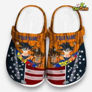 Custom Name Son Goku Dragon Ball Star Spangled Side Pattern Classic Crocs - Image 3