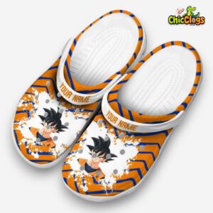 Custom Name Son Goku Dragon Ball Zigzag Paint Burst 3D Printed Classic Crocs Shoes - Image 1