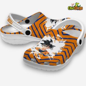 Custom Name Son Goku Dragon Ball Zigzag Paint Burst 3D Printed Classic Crocs Shoes - Image 2