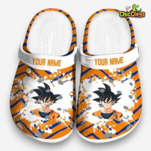 Custom Name Son Goku Dragon Ball Zigzag Paint Burst 3D Printed Classic Crocs Shoes - Image 3
