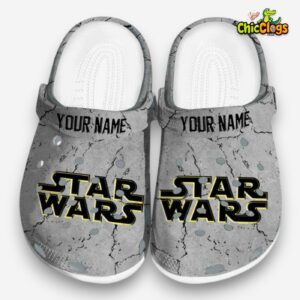 Custom Name Star Wars Cracked Texture 3D Printed Classic Crocs Shoes - Image 3