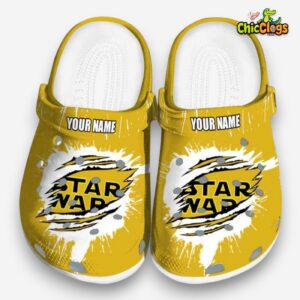 Custom Name Star Wars Splash Motif Background Unisex Crocs Clog Shoes - Image 3