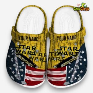 Custom Name Star Wars Star Spangled Side Pattern 3D Printed Classic Crocs Shoes - Image 3