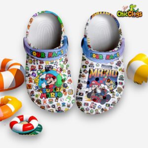 Custom Name Supper Mario Game And Cute Tiny Pattern 3D Printed Classic Crocs Shoes - Image 1