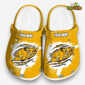 Custom Name The Lion King Splash Motif Background 3D Printed Classic Crocs Shoes - Image 3
