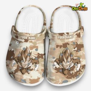 Custom Name Vegeta Dragon Ball Desert Camo Classic Crocs - Image 3