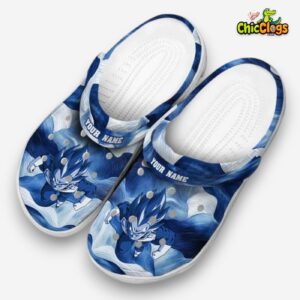 Custom Name Vegeta Dragon Ball Ocean Waves 3D Printed Classic Crocs Shoes - Image 1