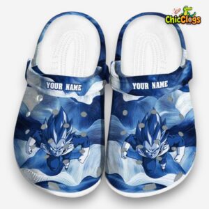 Custom Name Vegeta Dragon Ball Ocean Waves 3D Printed Classic Crocs Shoes - Image 3