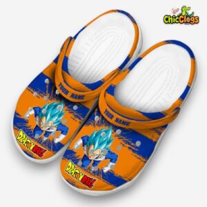 Custom Name Vegeta Dragon Ball Paint Splatter Graphics Classic Crocs - Image 2