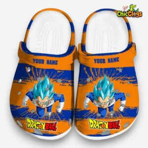 Custom Name Vegeta Dragon Ball Paint Splatter Graphics Classic Crocs - Image 3